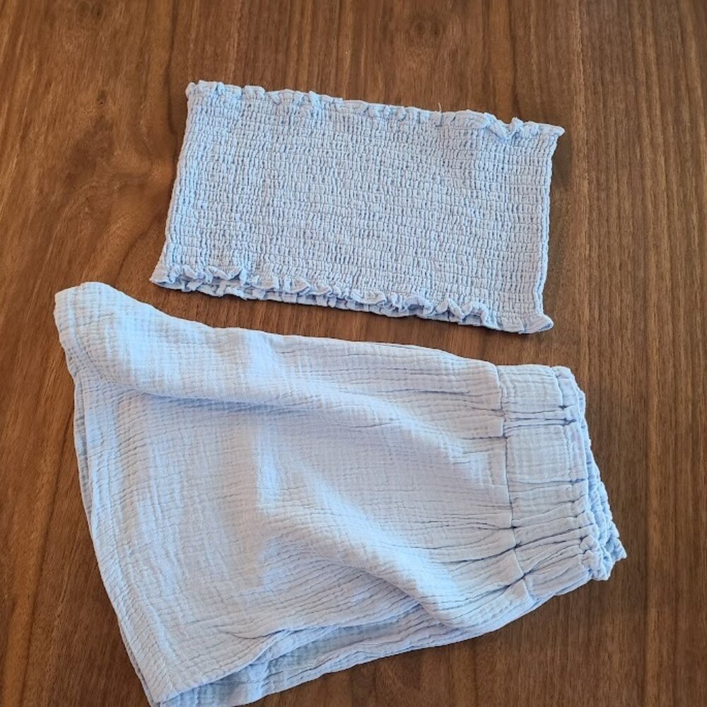 Women's Matching Blue Shorts and Top